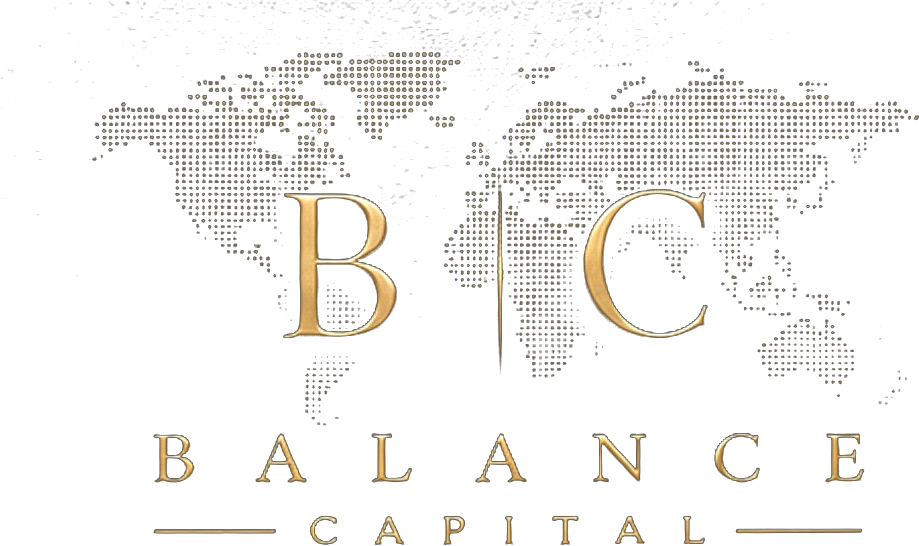 Balance Capital — B|C monogram over a gold world map