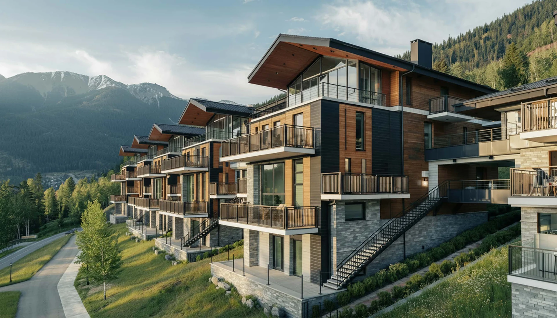 Mountain residences with generous terraces — illustrative design inspiration